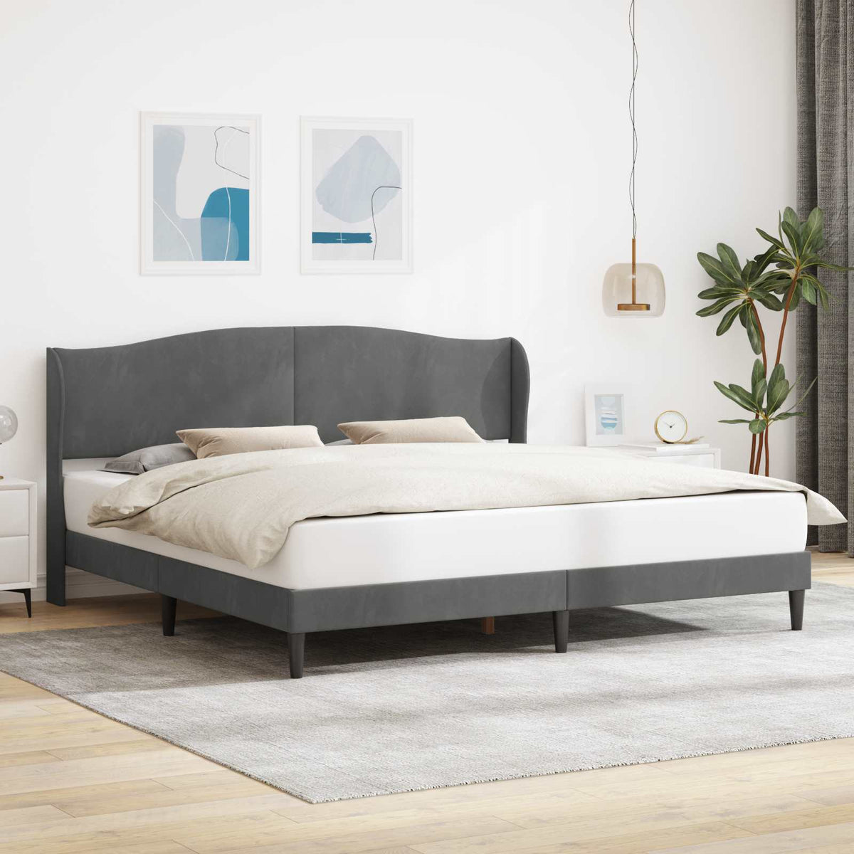vidaXL Bedframe met hoofdeinde Lichtgrijs 80 x 200 cm Fluweel