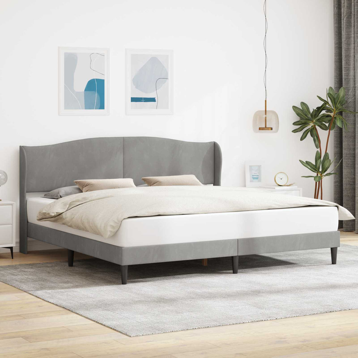 vidaXL Bedframe met hoofdeinde Lichtgrijs 80 x 200 cm Fluweel