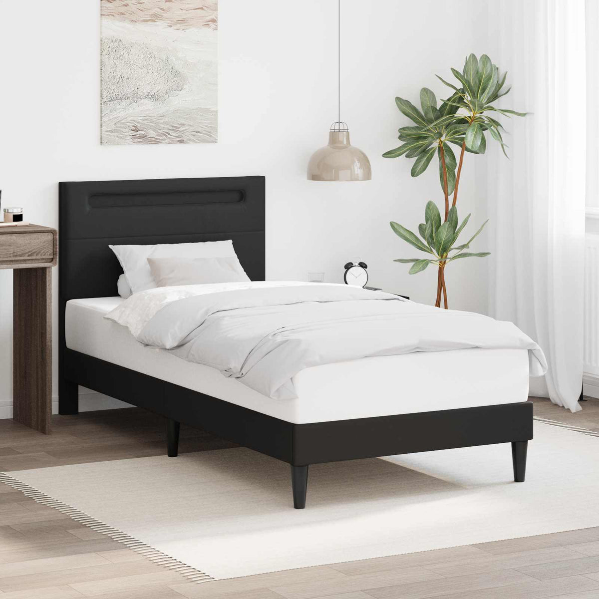 vidaXL Bedframe met LED-stripverlichting Grijs 80 x 200 cm Kunstleer