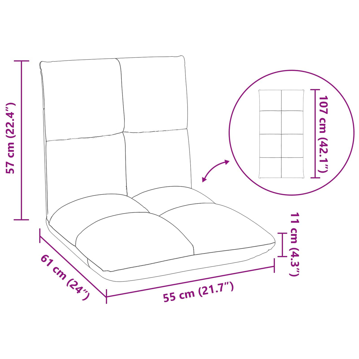 vidaXL Vloerstoel Donkergrijs 50 x 61 x 57 cm Fluweel