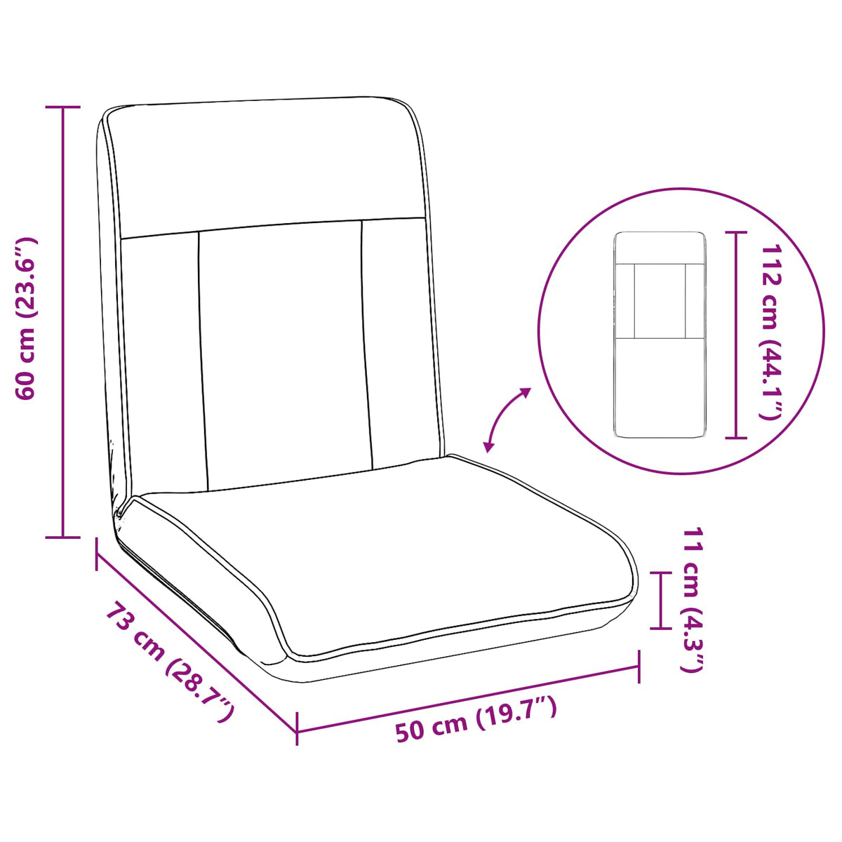 vidaXL Vloerstoel Crème 50 x 73 x 60 cm Nep Leer