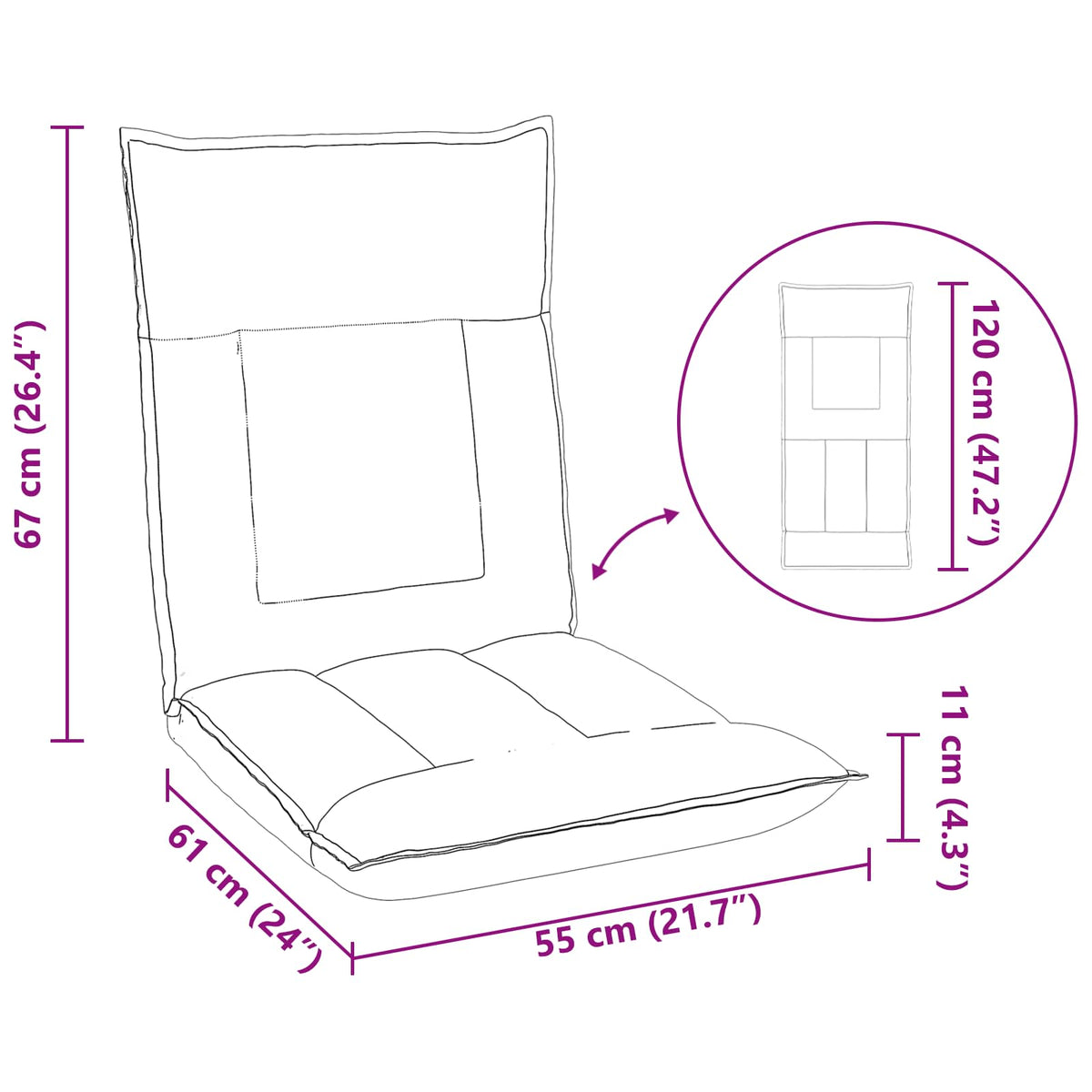 vidaXL Vloerstoel Crème 55 x 61 x 70 cm Nep Leer