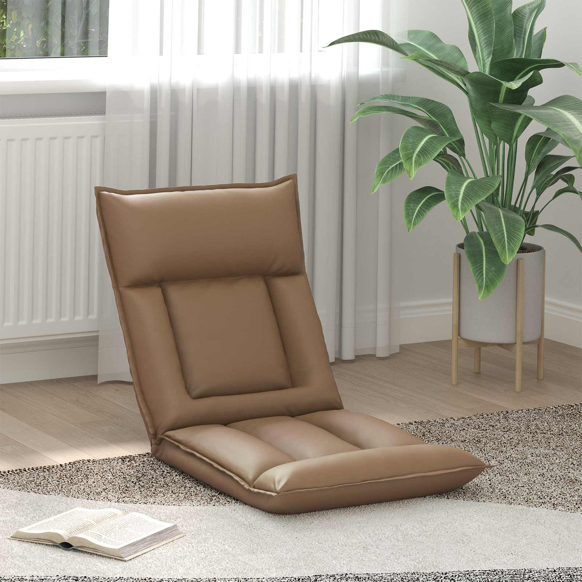 vidaXL Vloerstoel Crème 55 x 61 x 70 cm Nep Leer