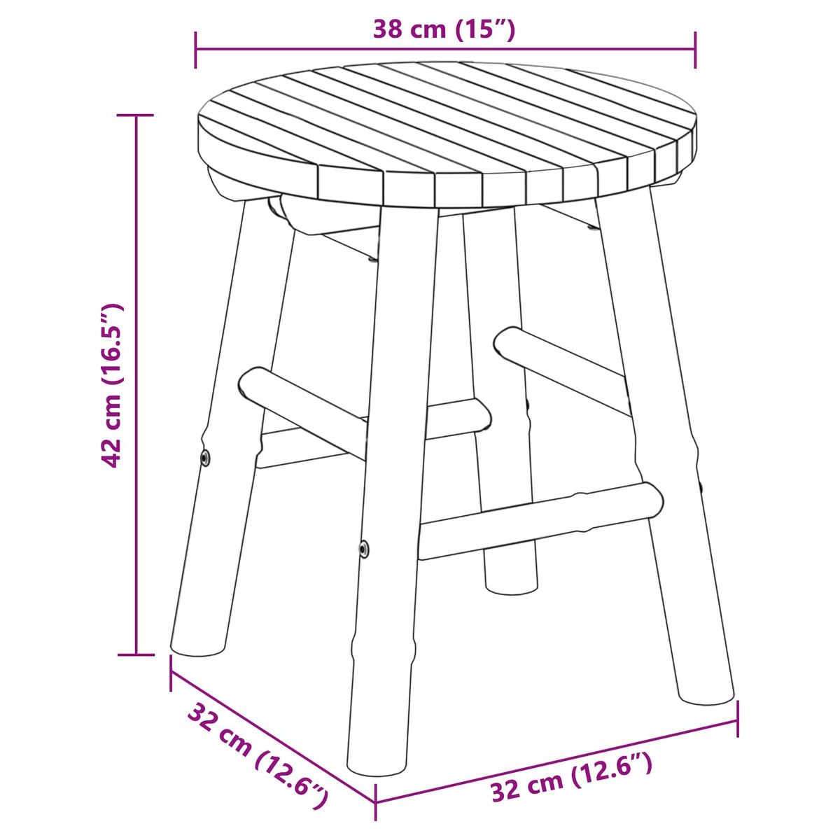 vidaXL Tuin kruk Naturel Ø 38 x 42 cm Bamboe