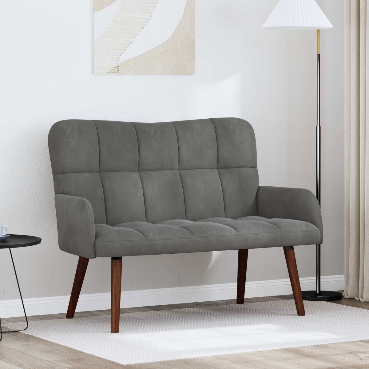 vidaXL Twee Persoons Sofa Lichtgrijs 115 x 61 x 87 cm Fluweel