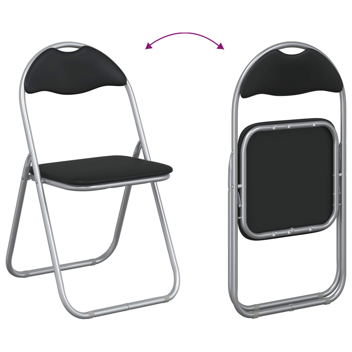 vidaXL Inklapbare stoel 2 pcs Zwart en Grijs 48 x 43,5 x 81 cm