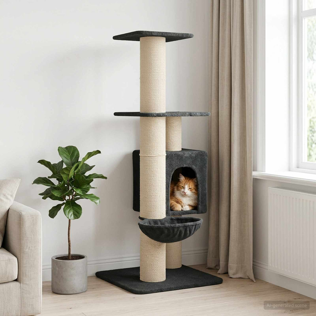 vidaXL Kattenboom met sisal krabpalen Lichtgrijs 137 cm