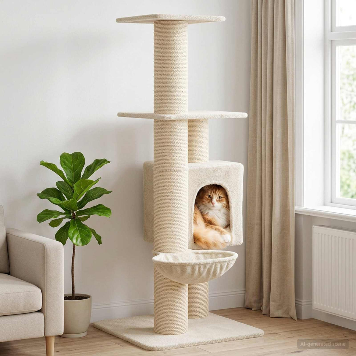 vidaXL Kattenboom met sisal krabpalen Lichtgrijs 137 cm