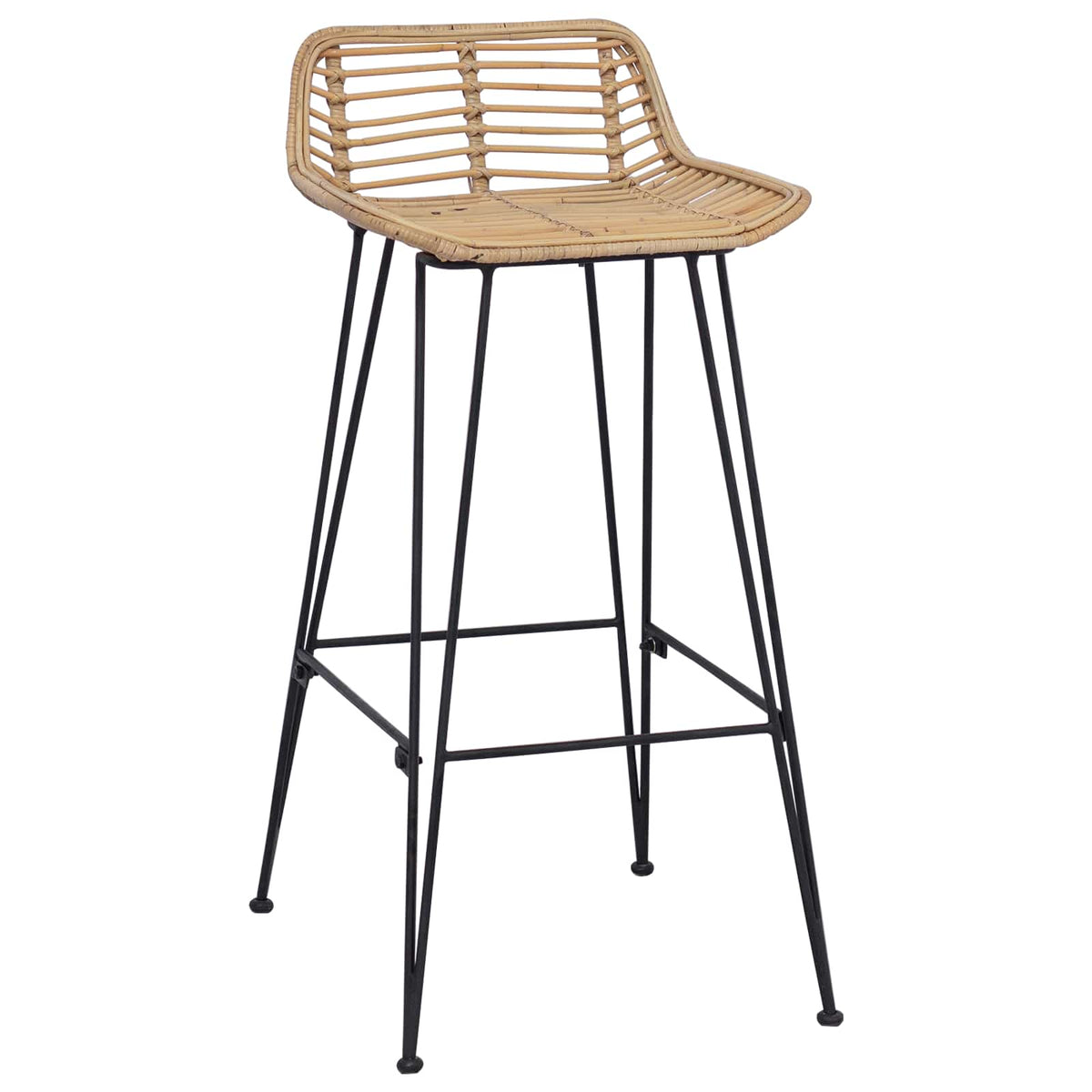 vidaXL Barkruk 2 st Zwart 44 x 46 x 91 cm Rattan en staal
