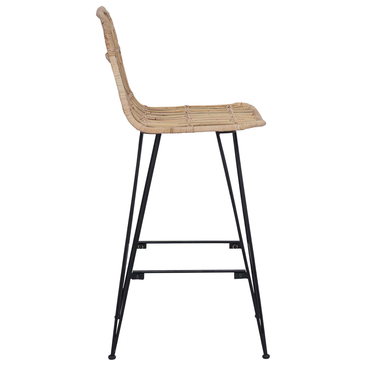 vidaXL Barkruk 2 pcs Naturel 44 x 55 x 109 cm Rattan en staal