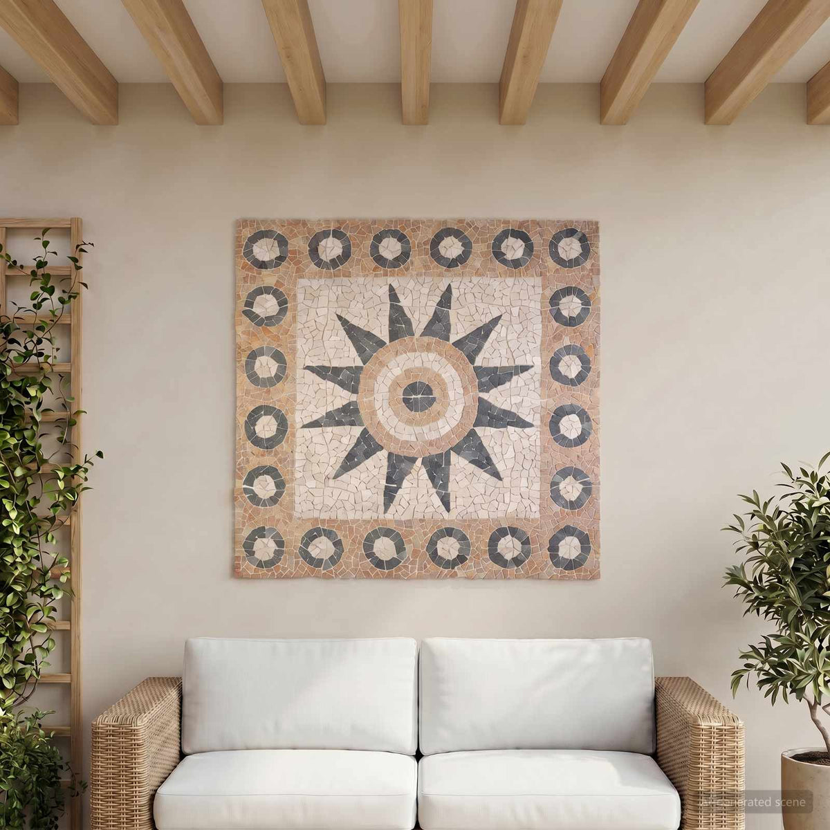 vidaXL Mosaic Tiles Bloem Patroon Meerkleurig 120 x 120 cm Marmer