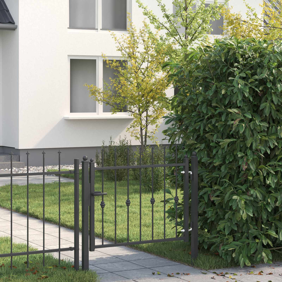 vidaXL Hekpoort met slot Asten Zwart 150 x 88 cm Staal
