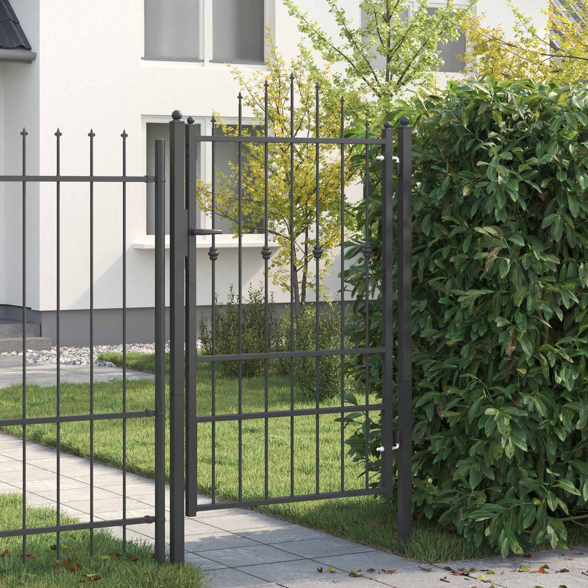 vidaXL Hekpoort met slot Asten Zwart 150 x 88 cm Staal