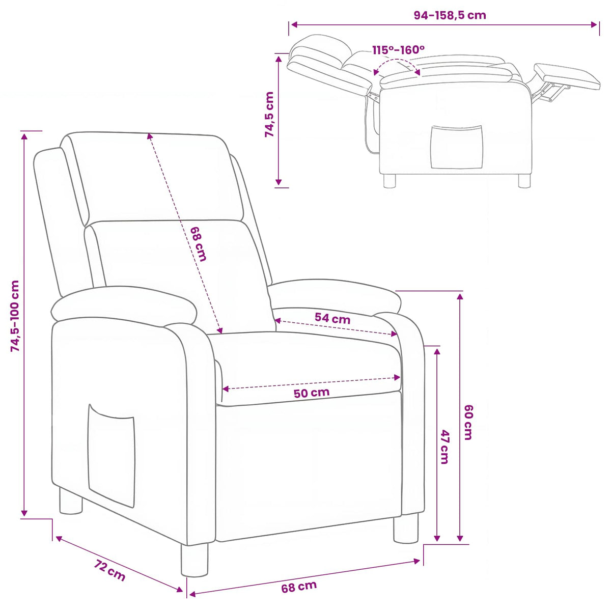 vidaXL Relaxfauteuil Zwart Kunstleer