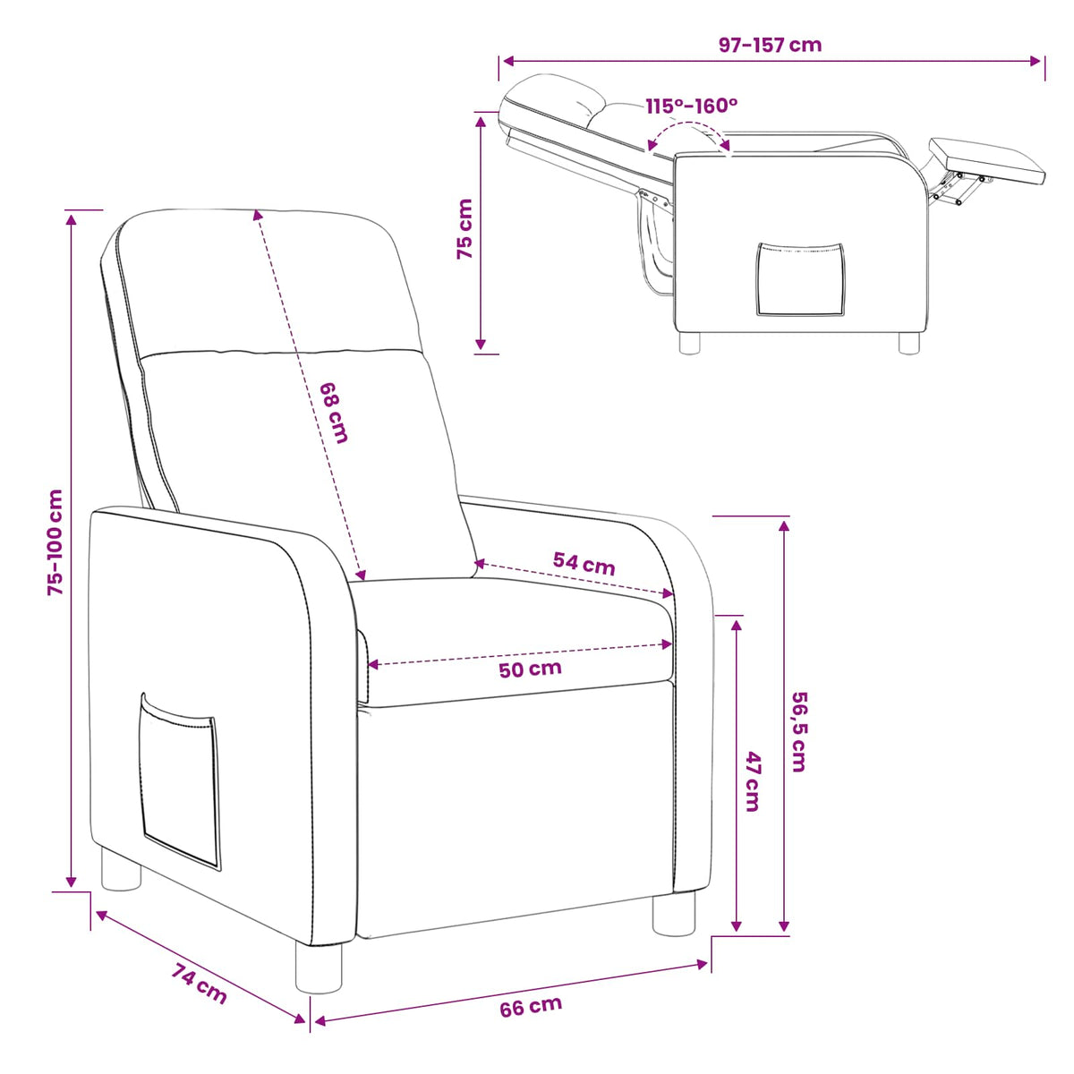 vidaXL Relaxfauteuil Lichtgrijs Bouclé
