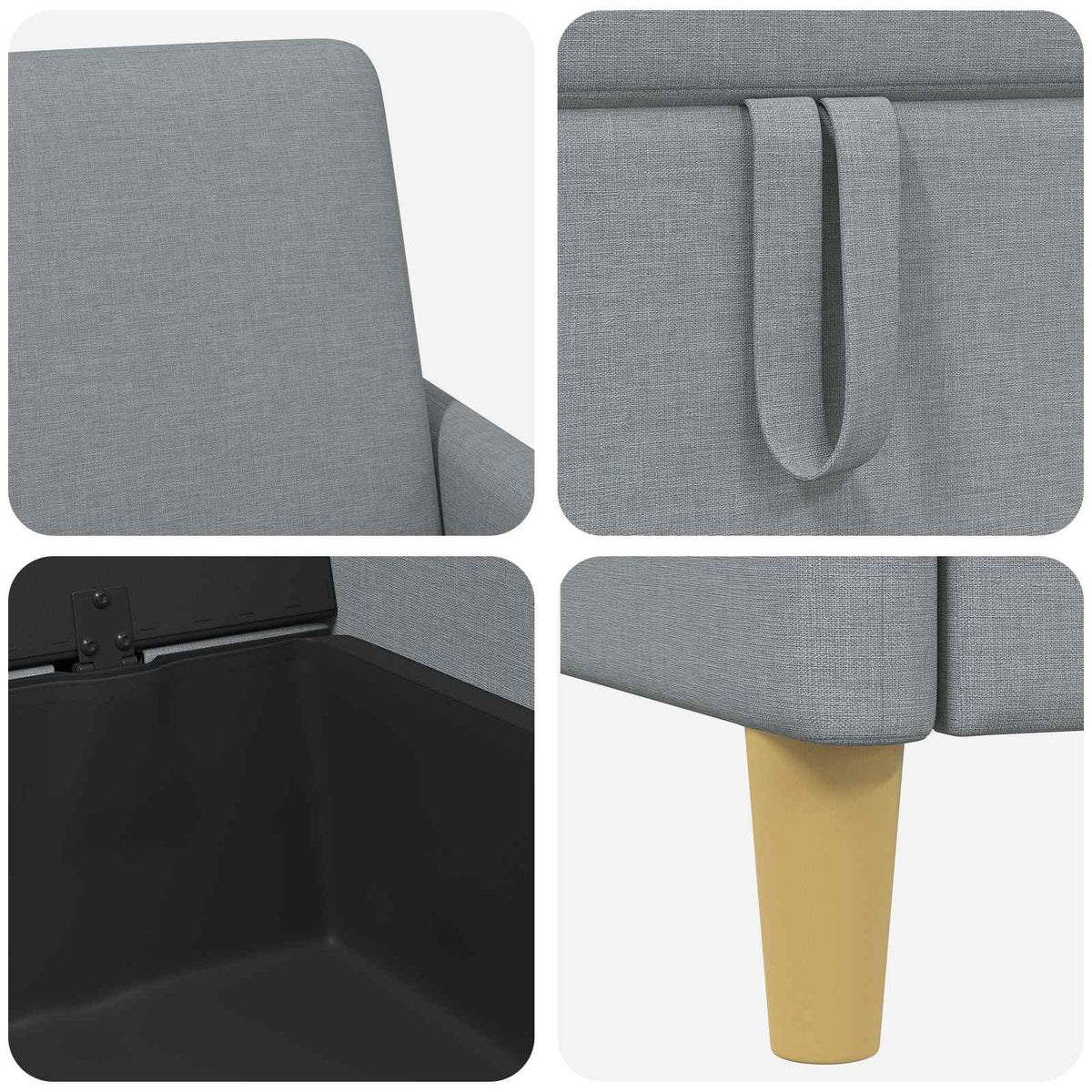 vidaXL Bank met opslag Lichtgrijs 72 x 78 x 87 cm Polyester