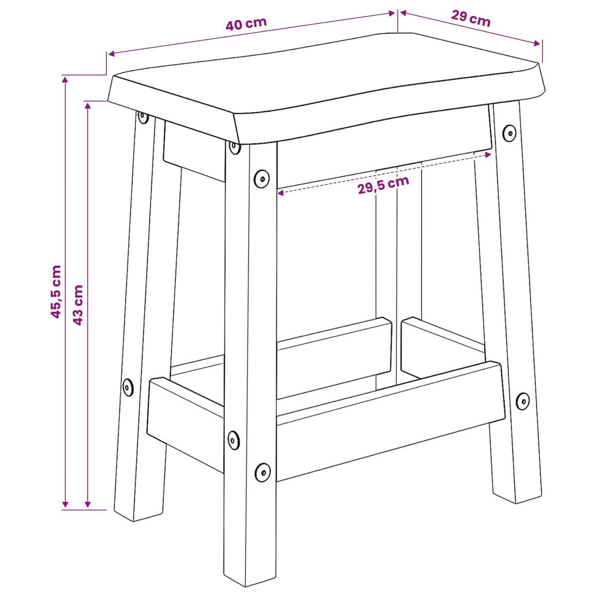 VidaXL Barkruk EKAI 2 pcs Zwart 40 x 29 x 45,5 cm Massief grenenhout