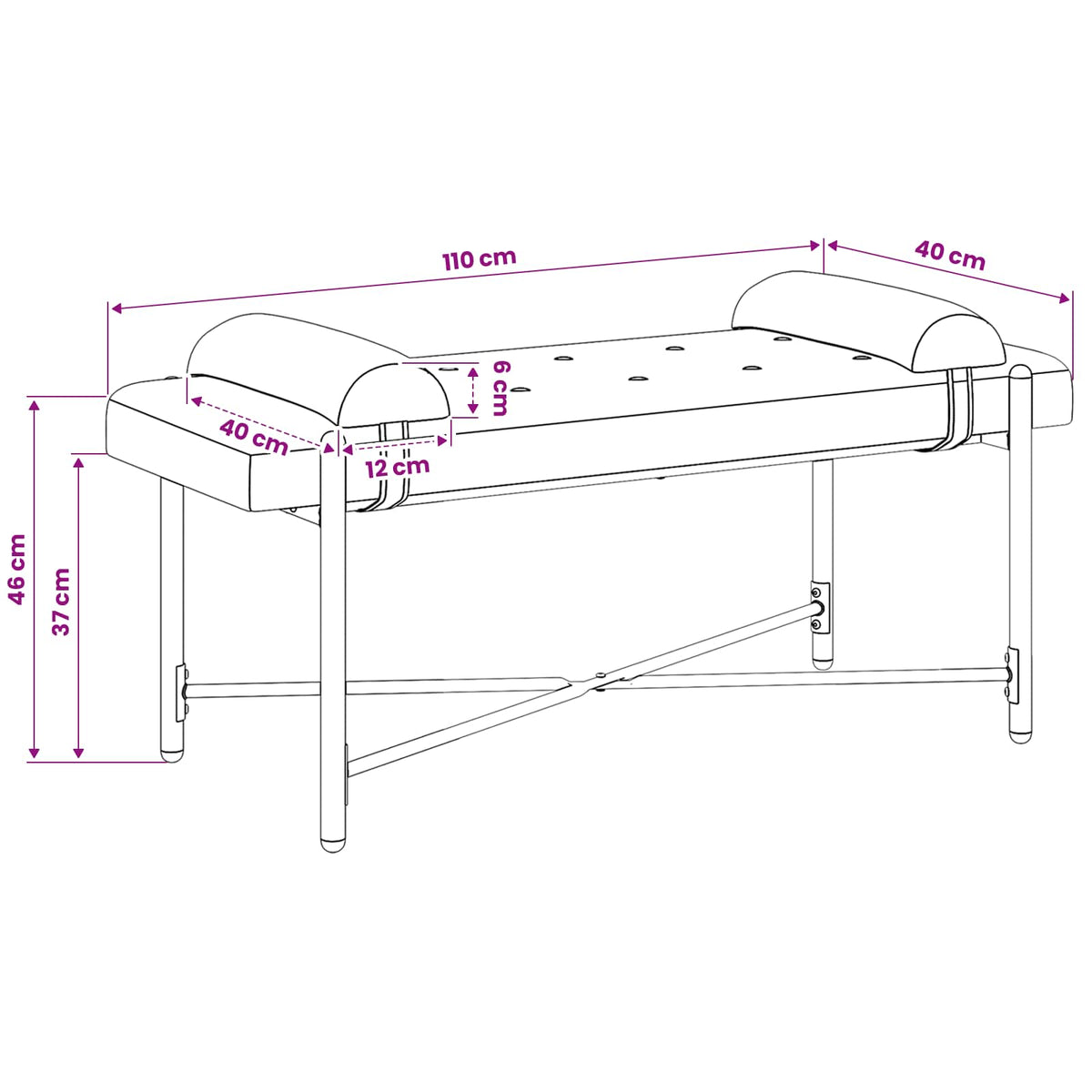 vidaXL Knop-gestept Bankje met Kussens Lichtgrijs 110 x 40 x 46 cm