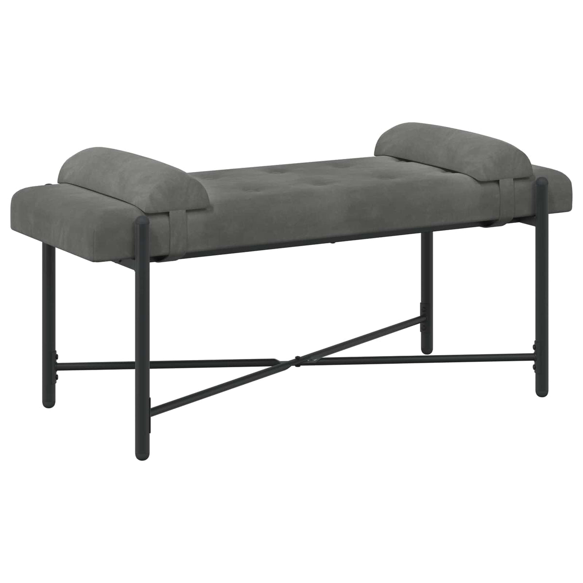 vidaXL Knop-gestept Bankje met Kussens Lichtgrijs 110 x 40 x 46 cm