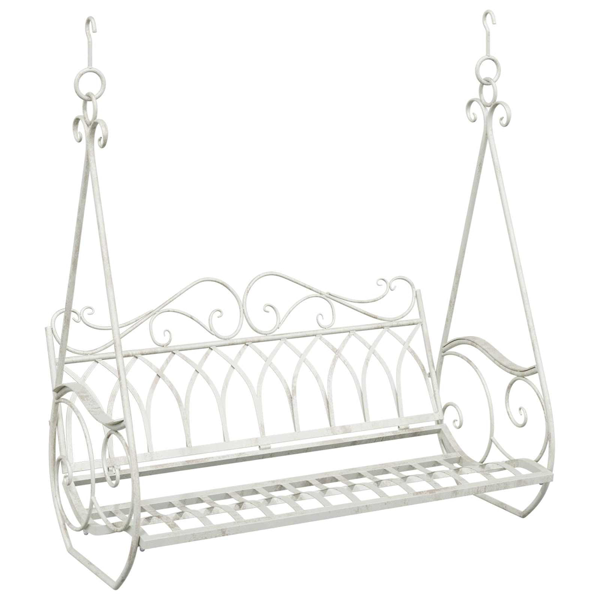 vidaXL Schommelbank Staal 71 x 75 x 59 cm Antiek wit