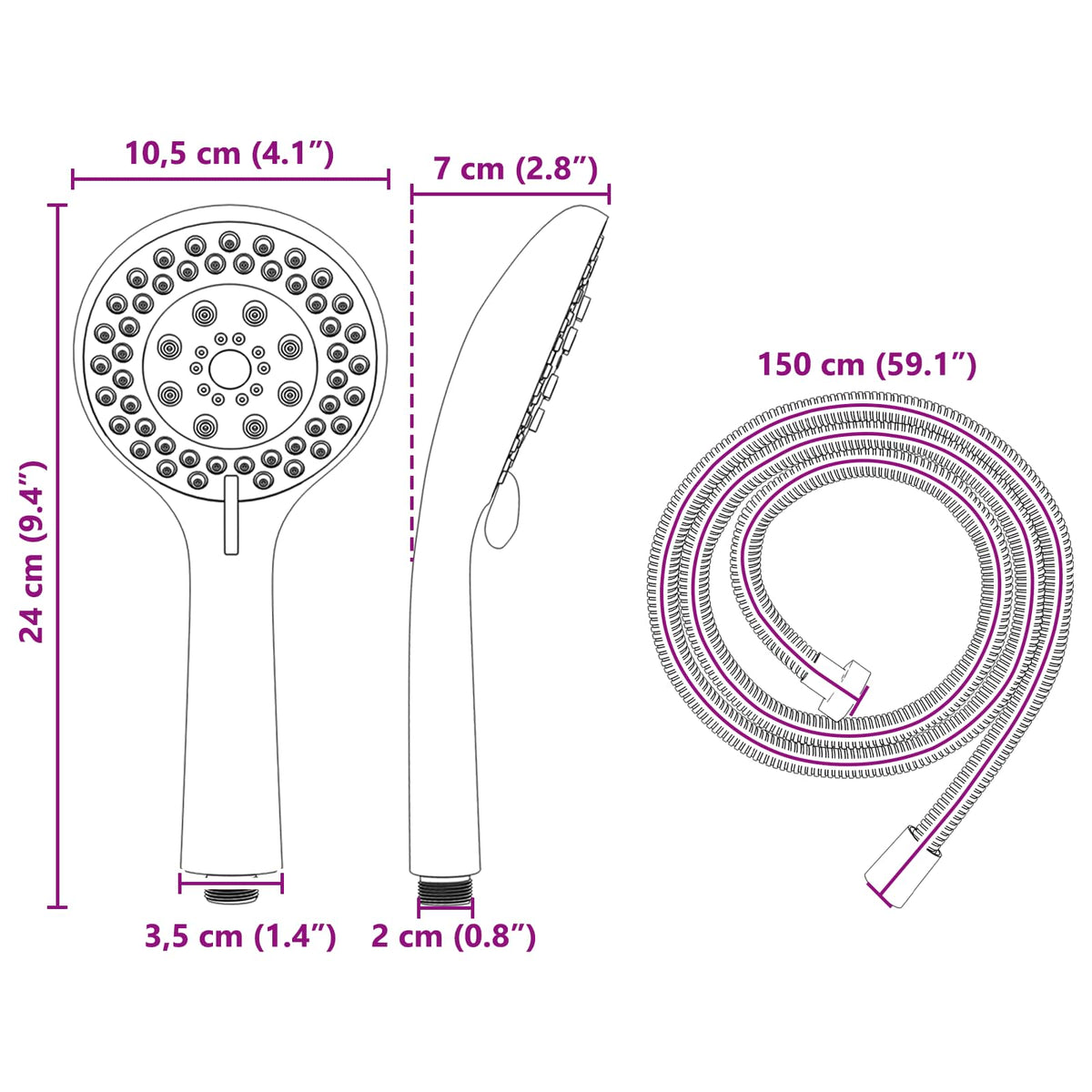 vidaXL Doucheset Chroom 150 cm Roestvrij staal