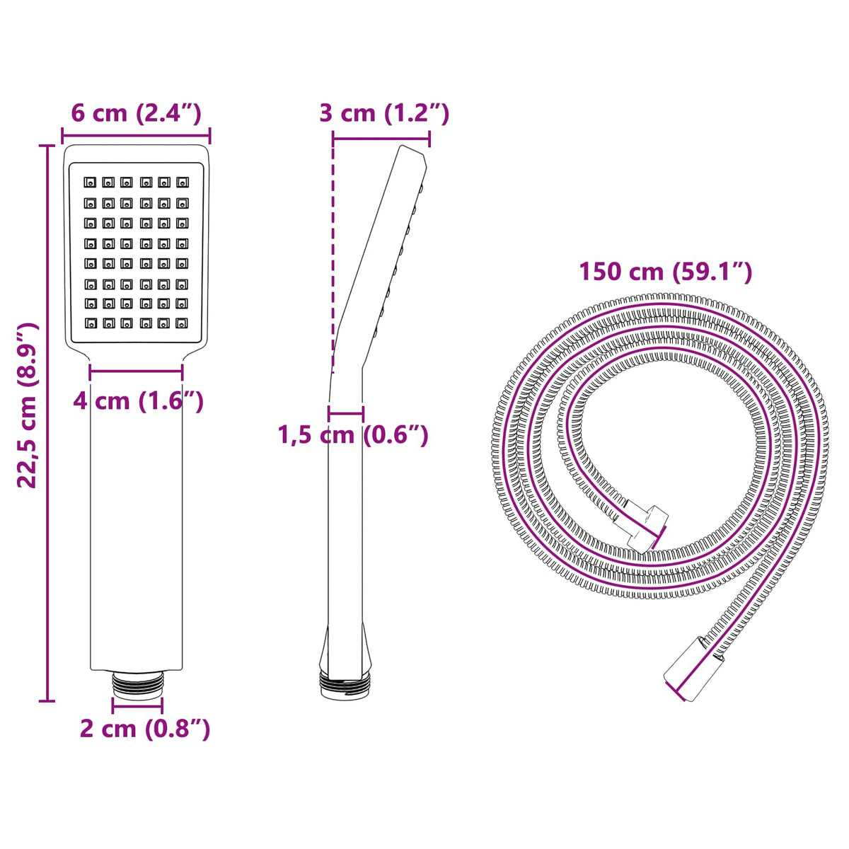 vidaXL Doucheset Chroom 150 cm Roestvrij staal