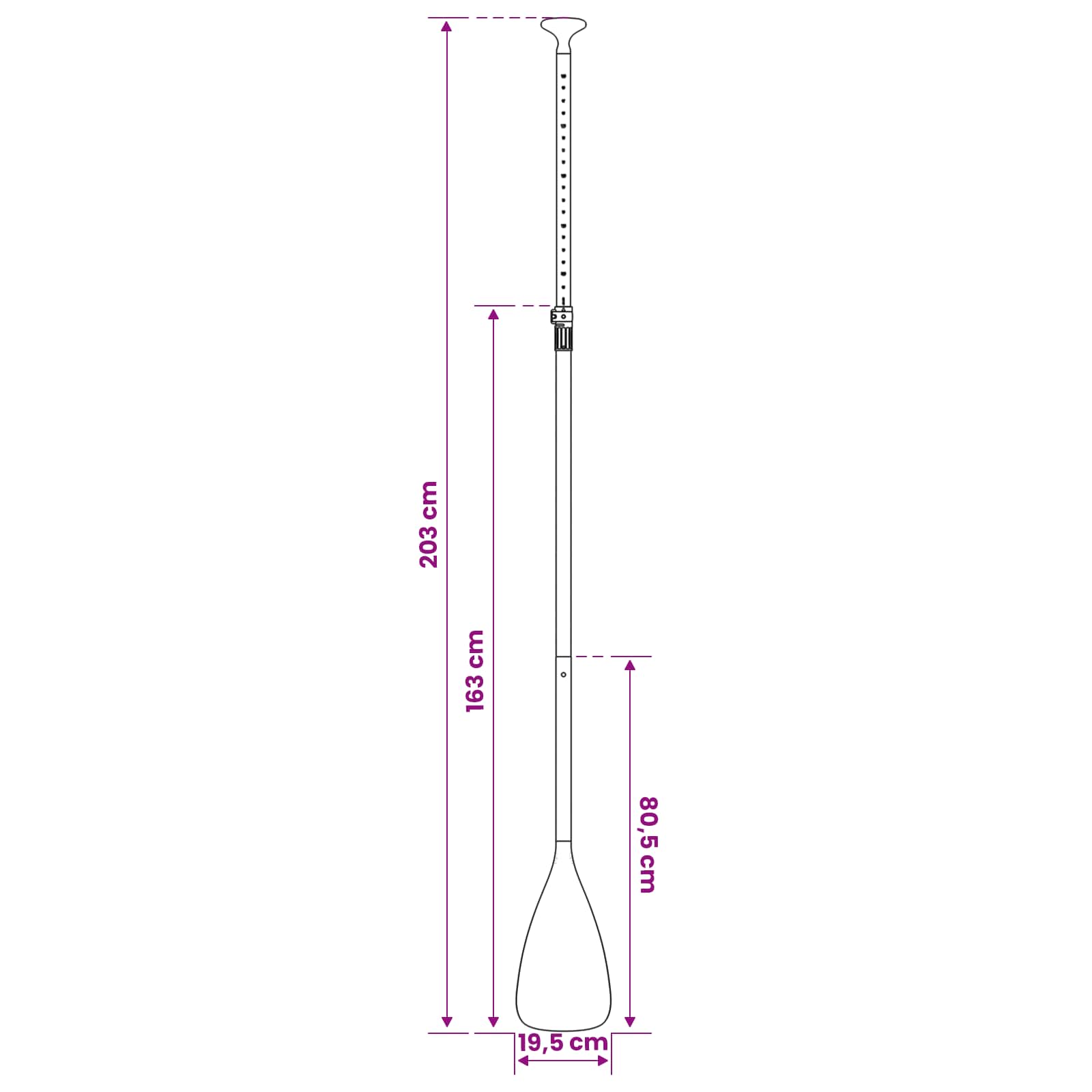 vidaXL 2 in 1 Kajak & SUP Paddle 203 x 19,5 cm Zwart