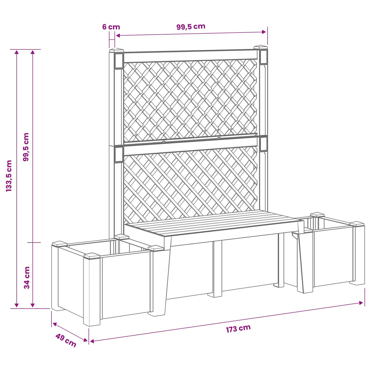 vidaXL Tuinstoel Kopenhagen Wit 173 x 49 x 135,5 cm PP