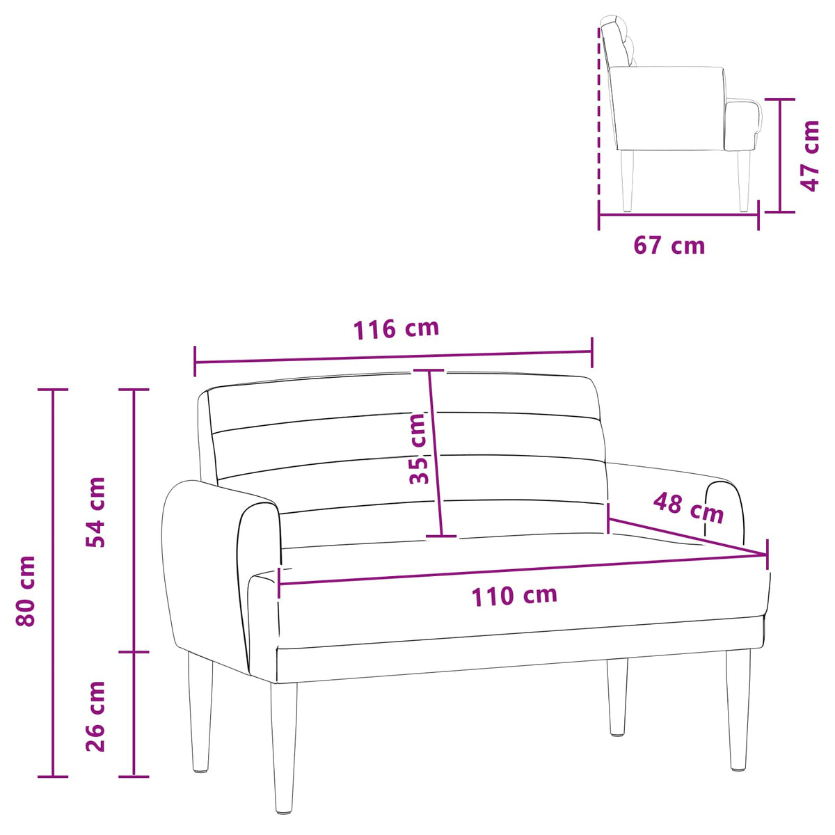 vidaXL Loungebank met knopencomfort Lichtgrijs 116 x 67 x 80 cm Stof