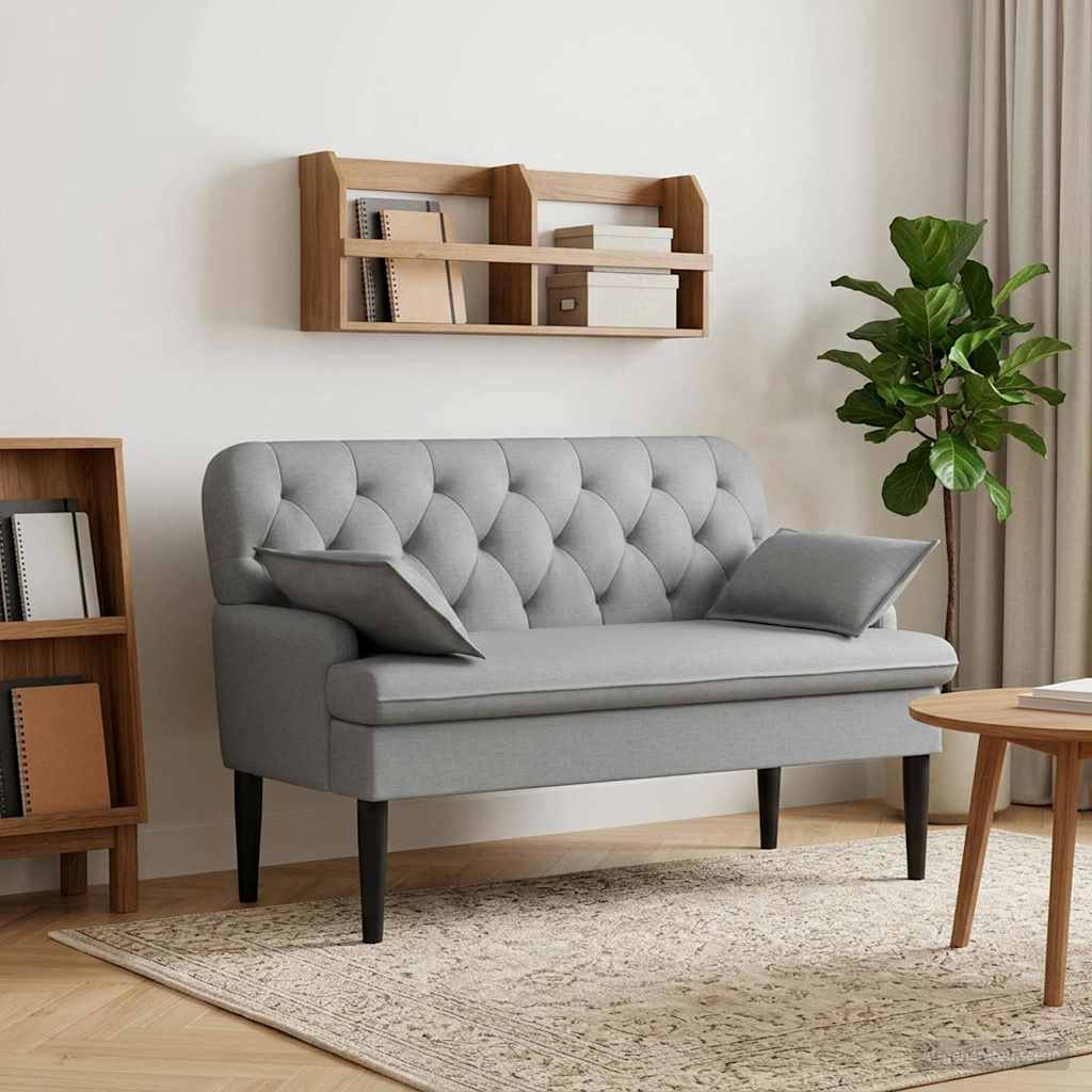 vidaXL Loungebank met knopencomfort Lichtgrijs 111 x 68 x 80 cm Stof
