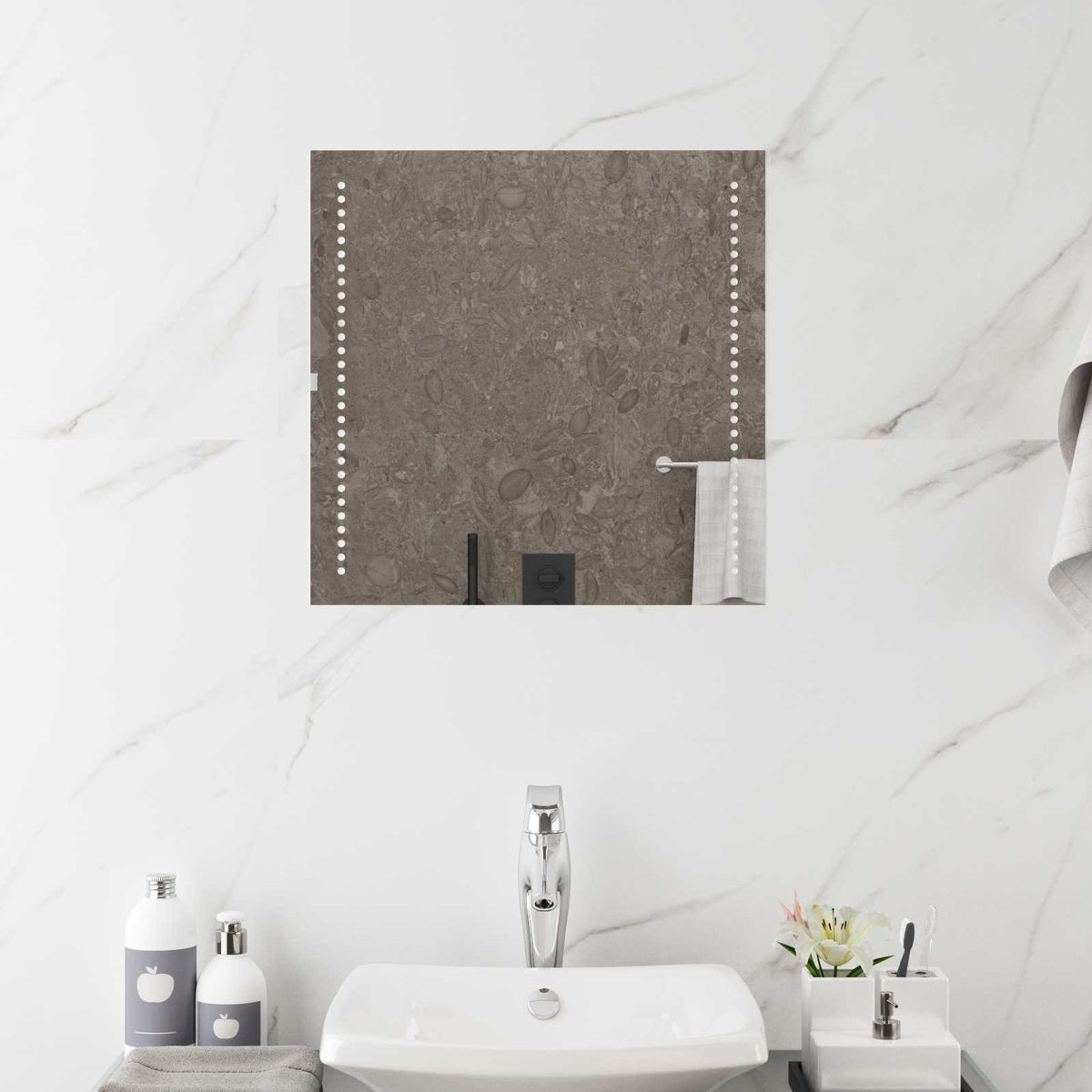 vidaXL LED Badkamer Spiegel Transparant 40 x 40 cm gehard glas