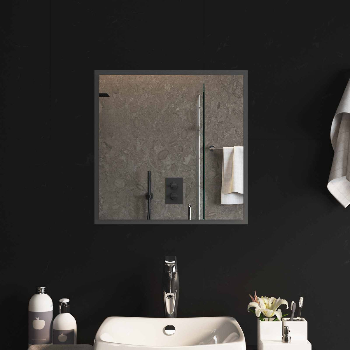 vidaXL LED Badkamer Spiegel Transparant 40 x 40 cm gehard glas
