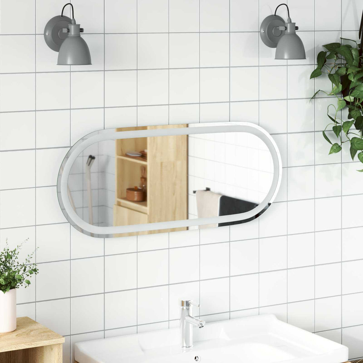 vidaXL LED Badkamer Spiegel Transparant 70 x 30 cm gehard glas