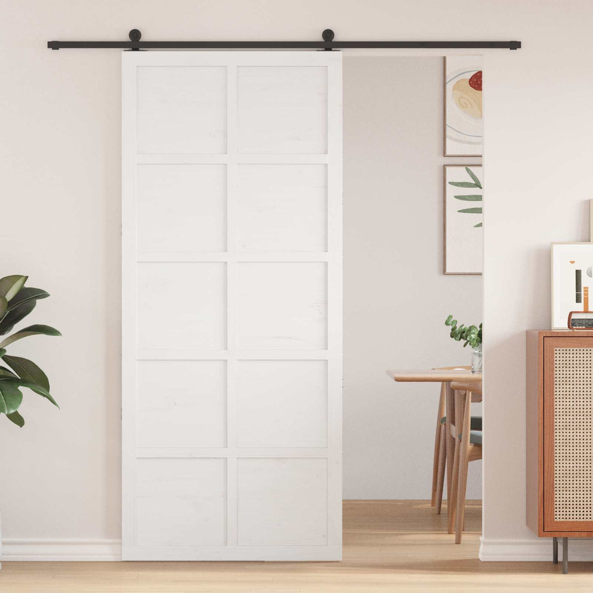 vidaXL Schuifdeur Bruin 100 x 210 cm Massief grenenhout