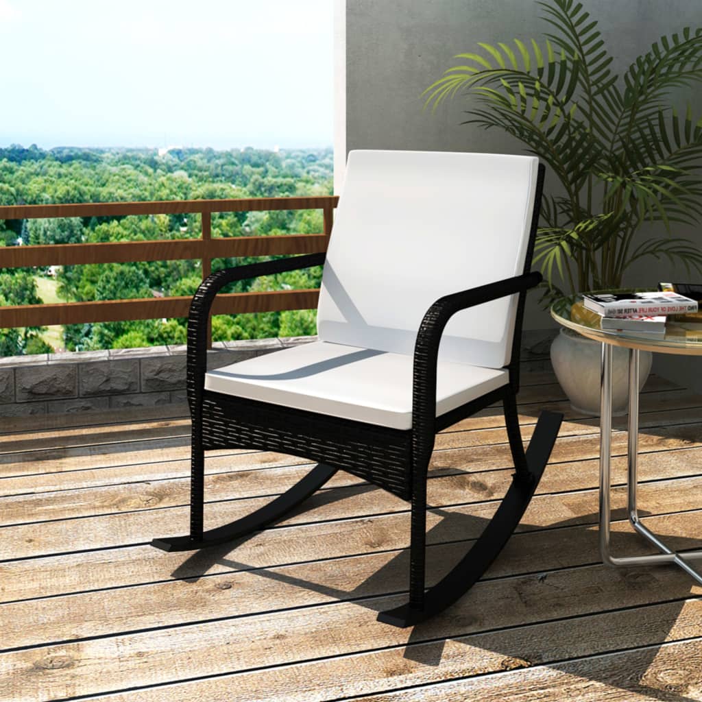 vidaXL Tuinschommelstoel poly rattan zwart - Aashly