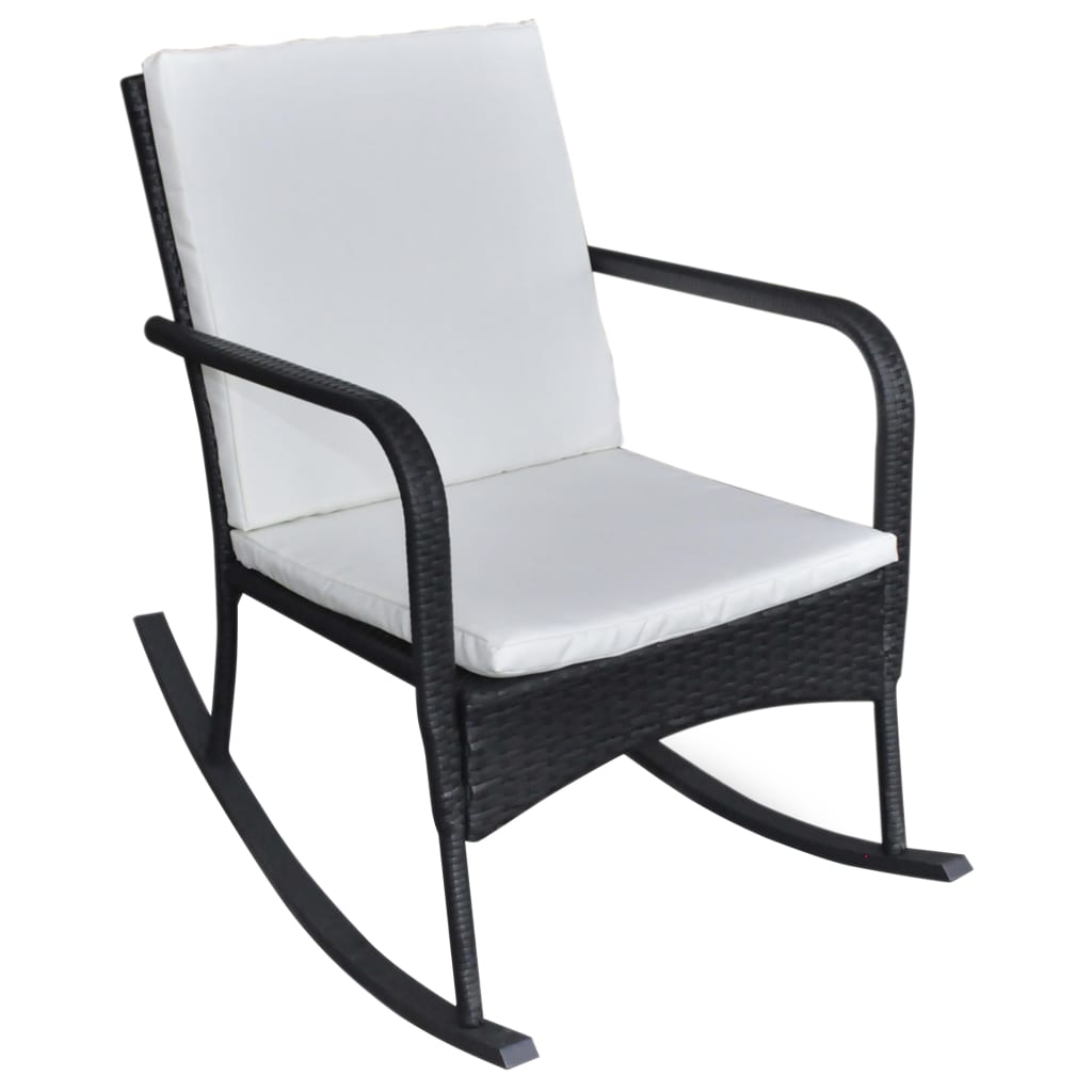 vidaXL Tuinschommelstoel poly rattan zwart - Aashly