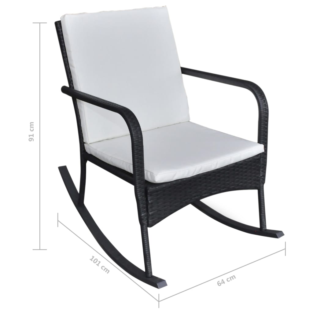 vidaXL Tuinschommelstoel poly rattan zwart - Aashly