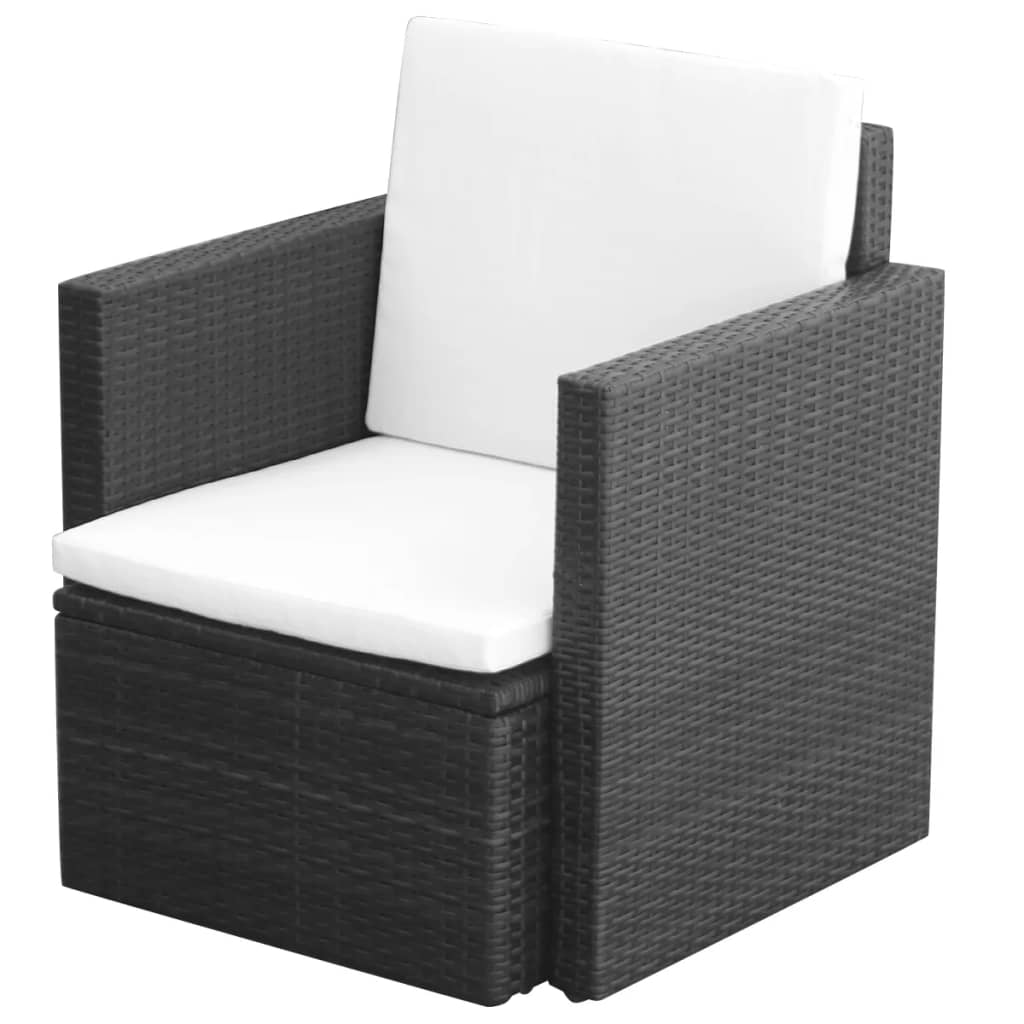 vidaXL Garden chair with cushions poly rattan black