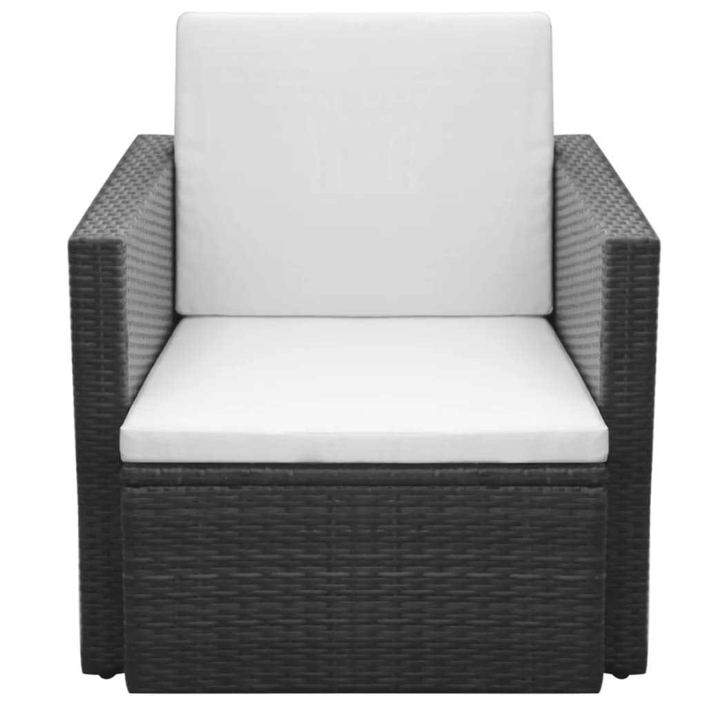 vidaXL Garden chair with cushions poly rattan black