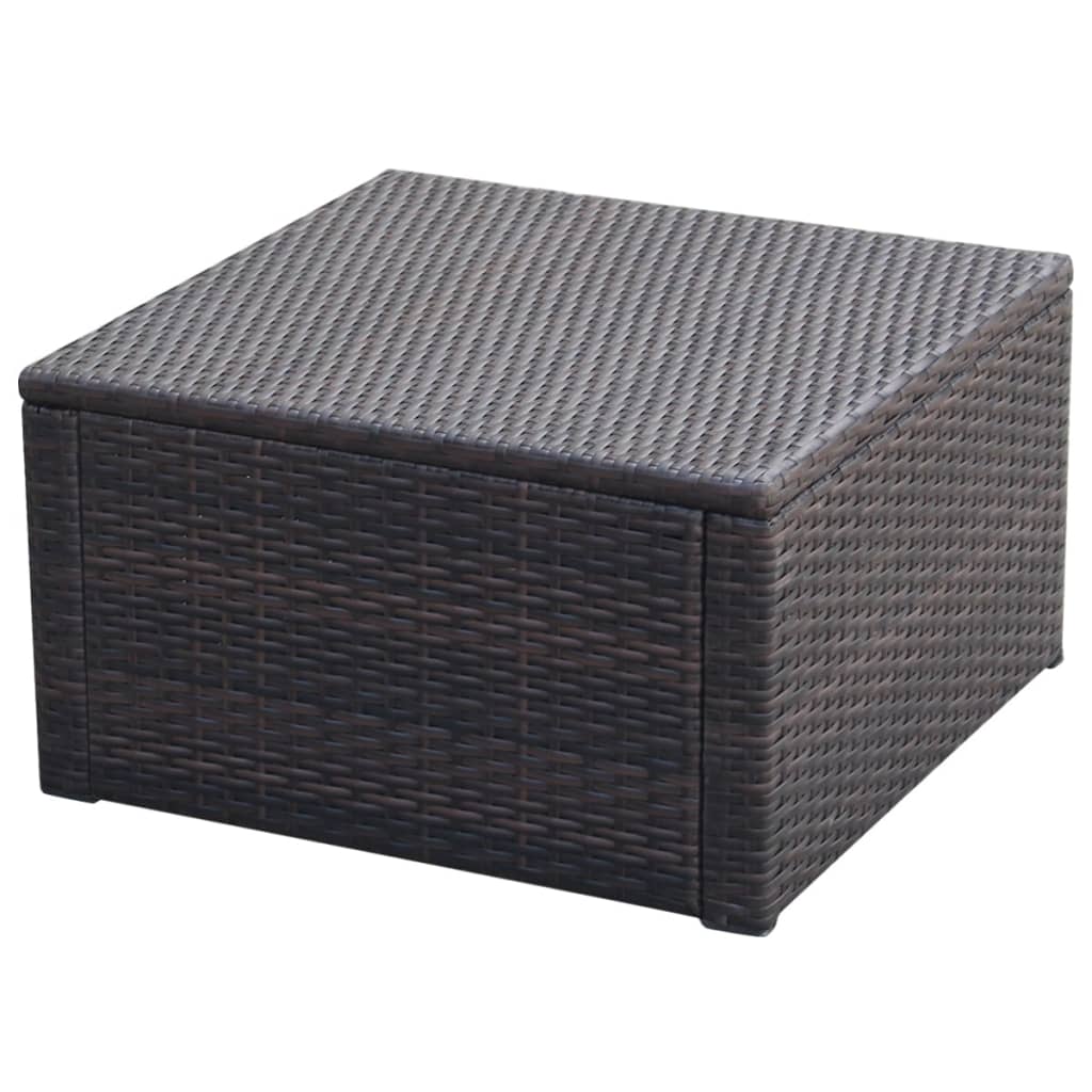vidaXL Footstool/Pouffe Brown 53x53x30 cm Poly Rattan
