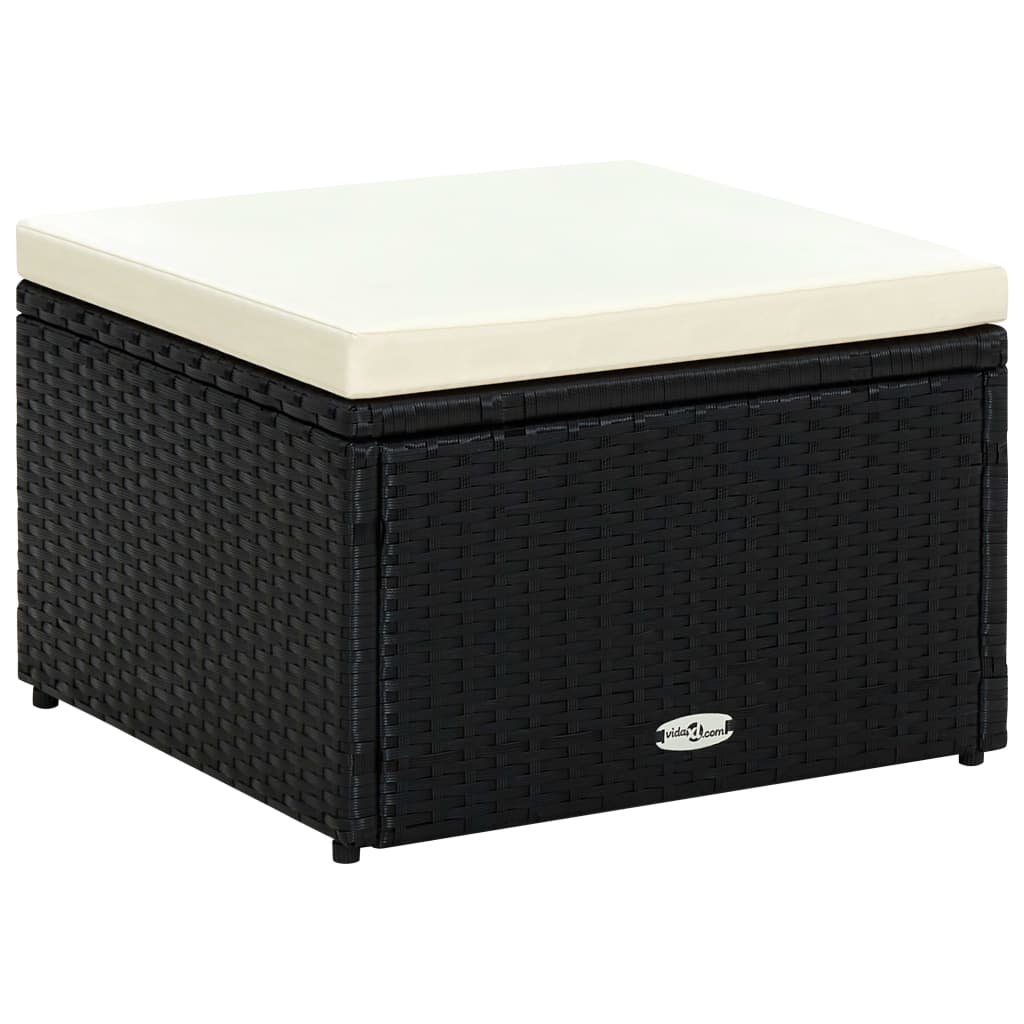 vidaXL Footstool/Pouffe Brown 53x53x30 cm Poly Rattan