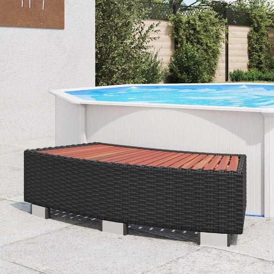 vidaXL Spatrap 92x45x25 cm poly rattan grijs - Aashly