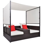 vidaXL Tuinbed met luifel 190x130 cm poly rattan bruin - Aashly