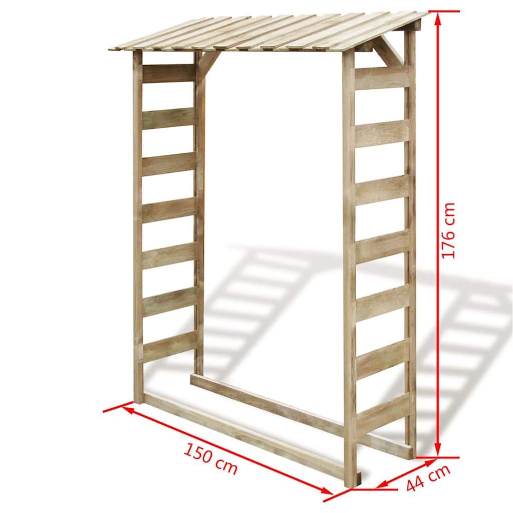vidaXL Haardhoutopslag 150x44x176 cm geïmpregneerd grenenhout - Aashly