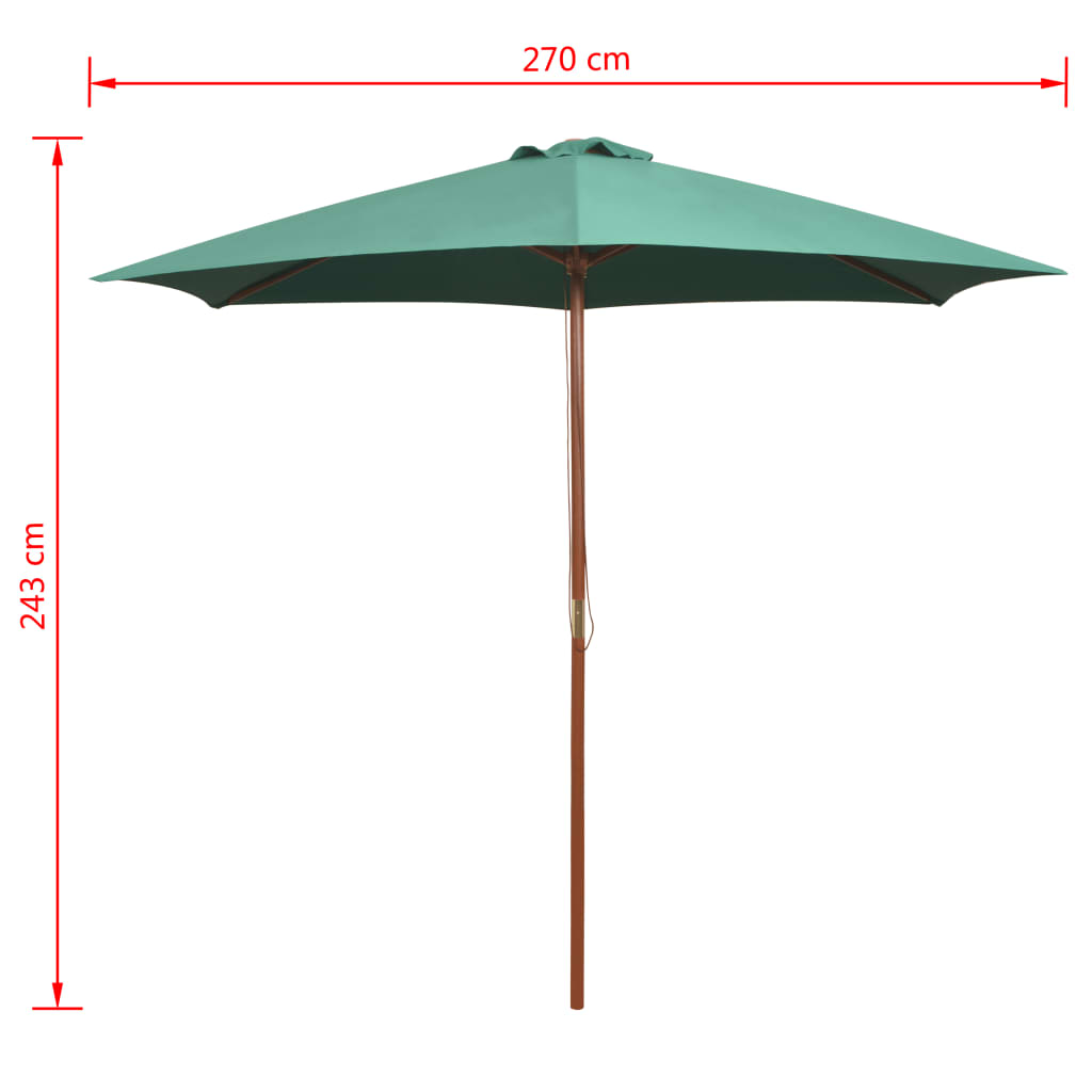 vidaXL Parasol 270x270 cm houten paal groen - Aashly