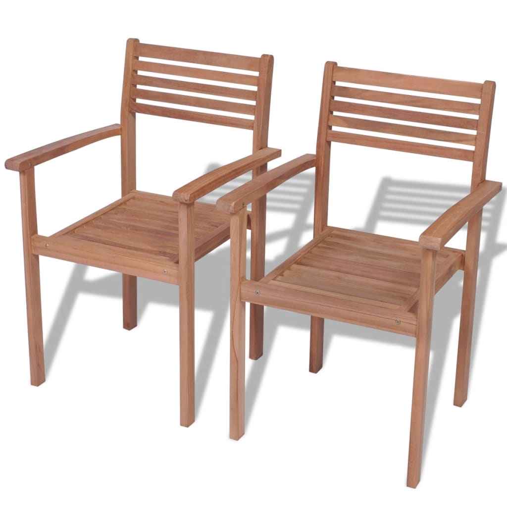 vidaXL Tuinstoelen stapelbaar 2 st massief teakhout