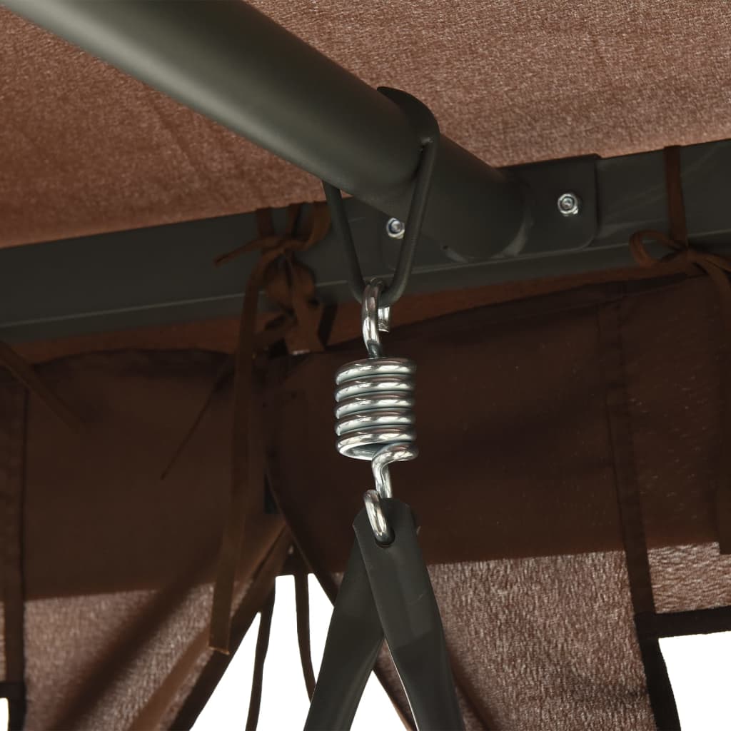 vidaXL Schommelbank met prieel converteerbaar koffiekleurig - Aashly