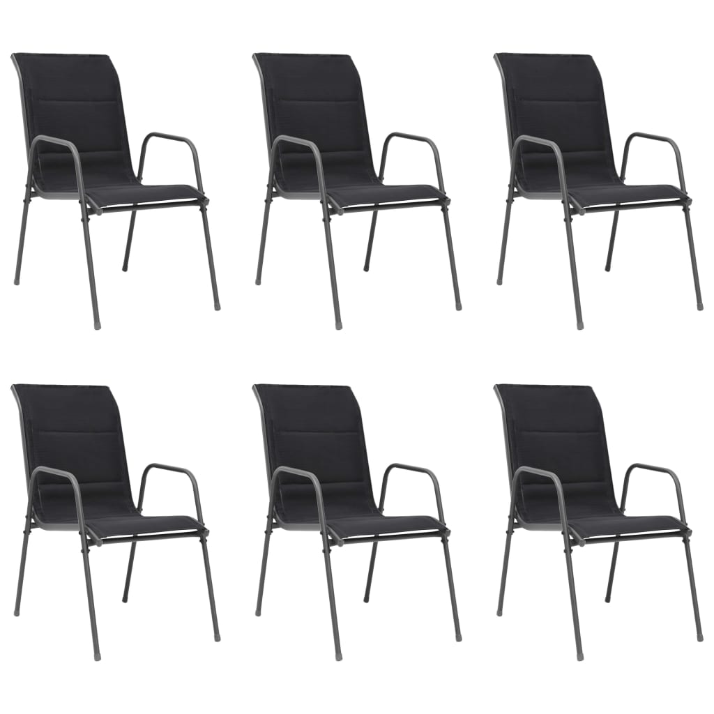 vidaXL Tuinstoelen stapelbaar 2 st staal en textileen zwart - Aashly
