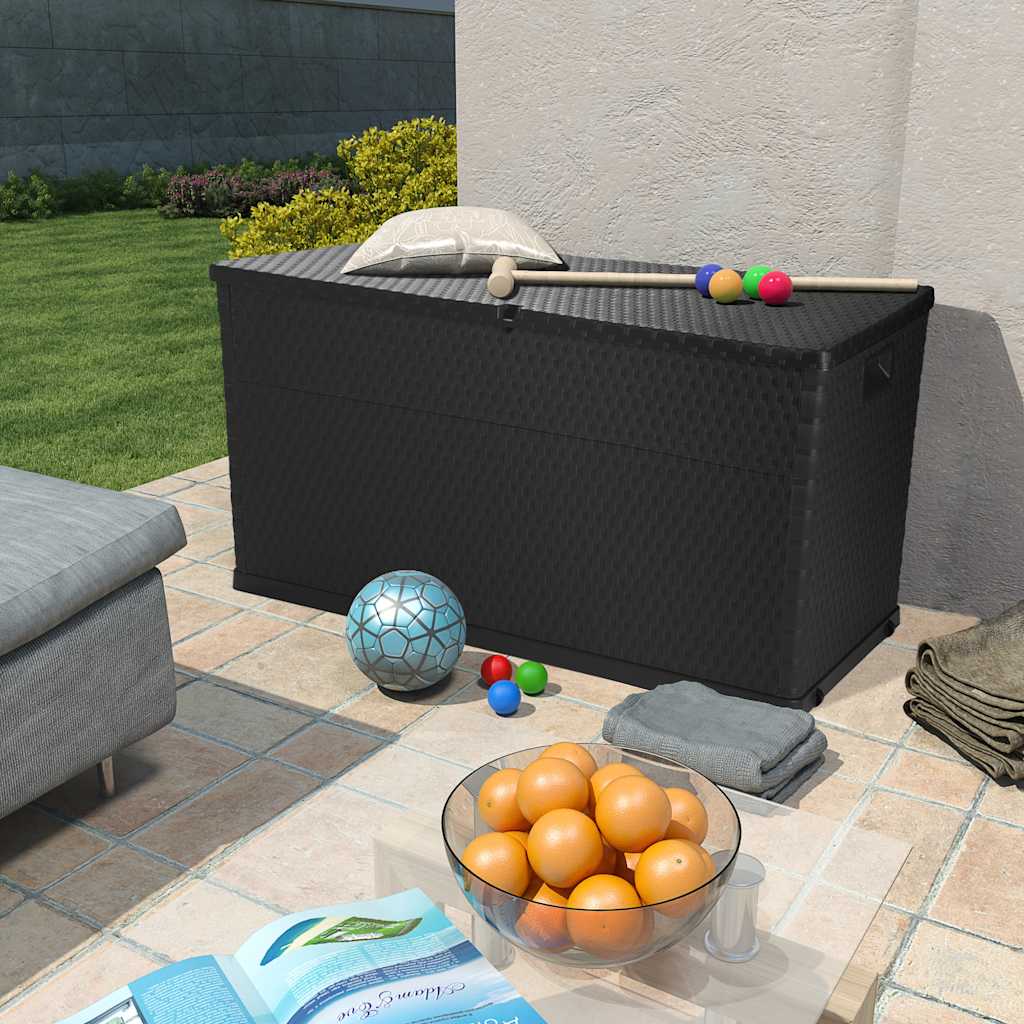 vidaXL Tuinbox 120x56x63 cm polypropeen rattan antracietkleurig - Aashly