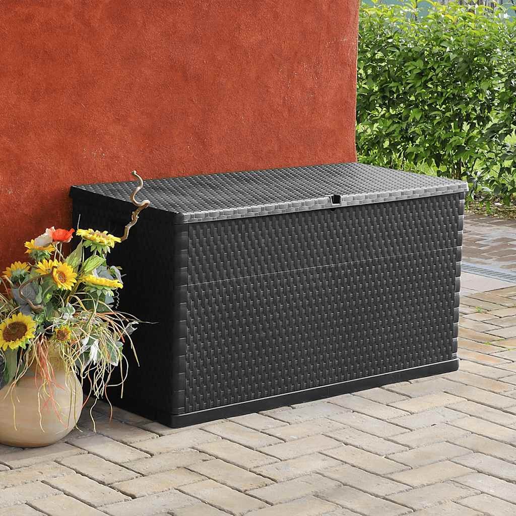 vidaXL Tuinbox 120x56x63 cm polypropeen rattan antracietkleurig - Aashly